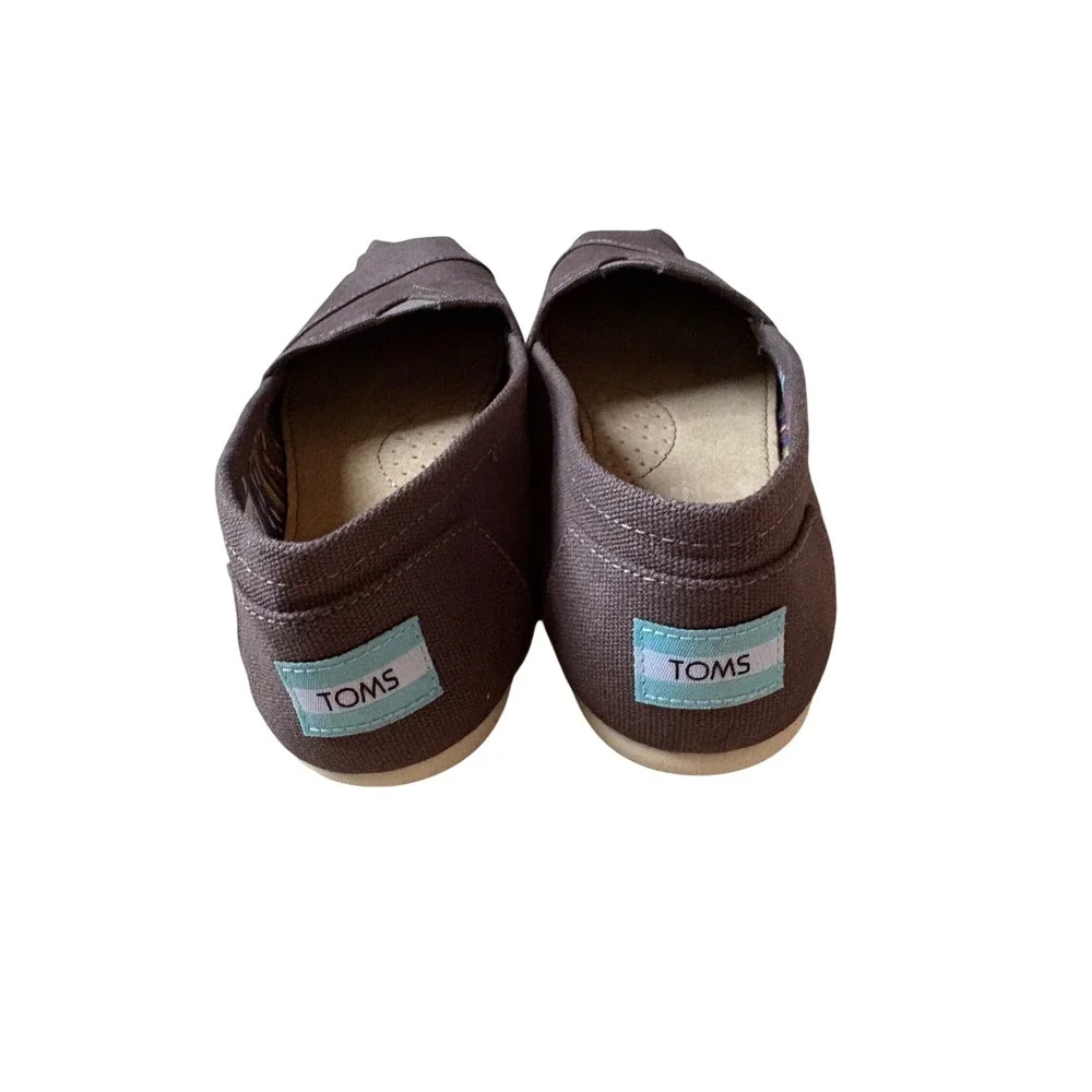 TOMS Womens Classic Alpargata Canvas Slip On Loafers Dark Grey Charcoal 7.5 NWT